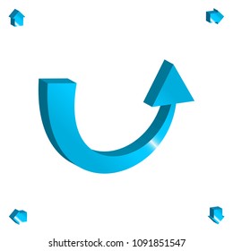 Set of 3d Arrow Vector Icons. Blue Glossy Direction Symbol or Communication Sign Isolated on White Background