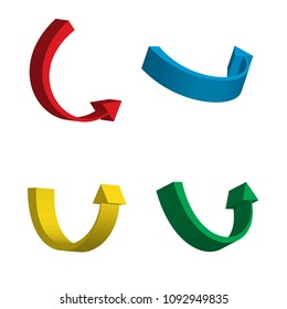 Set of 3d Arrow Vector Icons. Colorful Direction Symbols or Communication Signs Isolated on White Background