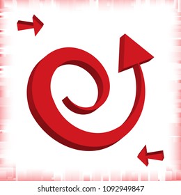 Set of 3d Arrow Vector Icons. Red Direction Symbol or Communication Sign Isolated on White Background