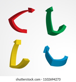 Set of 3d Arrow Vector Icons. Colorful Direction Symbols or Communication Signs Isolated on White Background