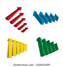 Set of 3d Arrow Vector Icons. Colorful Direction Symbols or Communication Signs Isolated on White Background