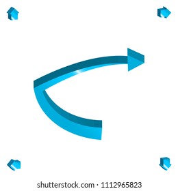 Set of 3d Arrow Vector Icons. Blue Glossy Direction Symbol or Communication Sign Isolated on White Background