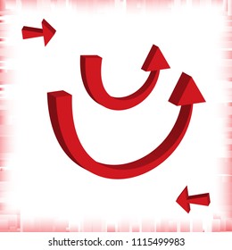 Set of 3d Arrow Vector Icons. Red Direction Symbol or Communication Sign Isolated on White Background