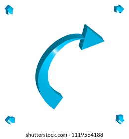 Set of 3d Arrow Vector Icons. Blue Glossy Direction Symbol or Communication Sign Isolated on White Background