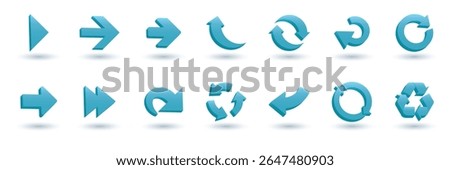 Set of 3D arrows in blue colours.