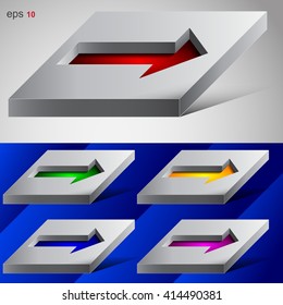 Set of 3D arrows in a recess