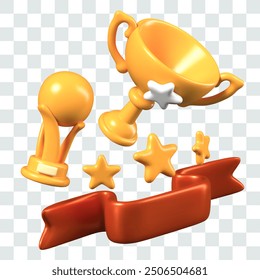 Set of 3D awards for concepts of victory in sports competitions