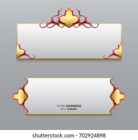 Set of 3d banner with floral elements, vintage banner