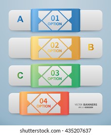 Set of 3d banners template with colorful arabesque style movable clip shape tags