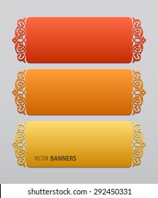 Set of 3d banners template with Persian floral elements 