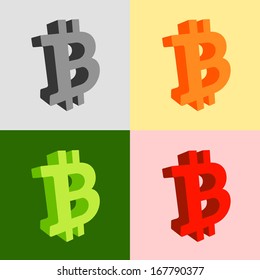Set of 3D bitcoin symbols and graphics