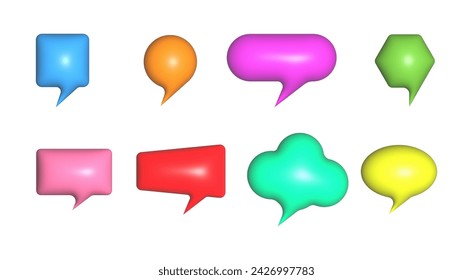A set of 3D bubbles for text. A large chat or message window