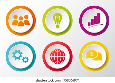 Set of 3d business icons. Vector.