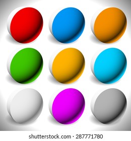 Set 3d button backgrounds. 9 different colors included.