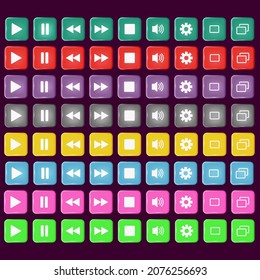 Conjunto de botones 3D. Conjunto de iconos coloridos de la interfaz de usuario.