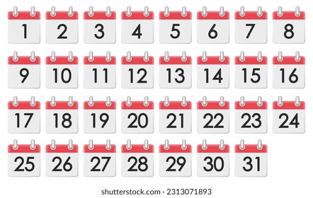 Set of 3d calendar with blank page. Vector illustration. Eps 10.