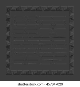Set of 3d Calligraphic Design Elements and Page Decor. Isolated On Black Background. Vector collection of Divider for web design 