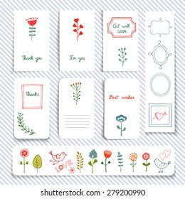 Set of 3d cards with transparent shadows on a seamless background.  Vector illustration.