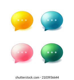ensemble de bulles de chat 3D sur fond blanc. concept de messages sur les réseaux sociaux. illustration vectorielle