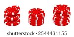 Set of 3D chips. Red vector chips isolated on white background.