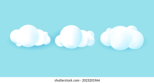 Set of 3d cloud isolated background.