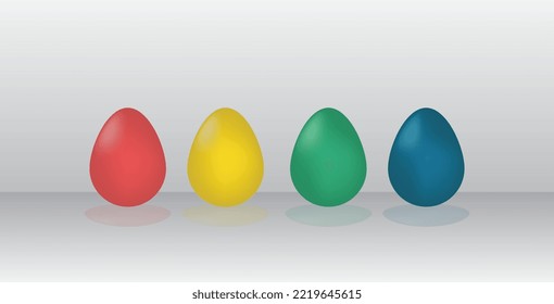 set of 3d color egg illustration 
