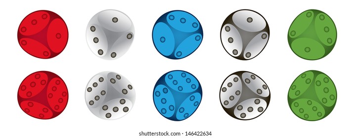 set of 3d colorful dice vector illustration