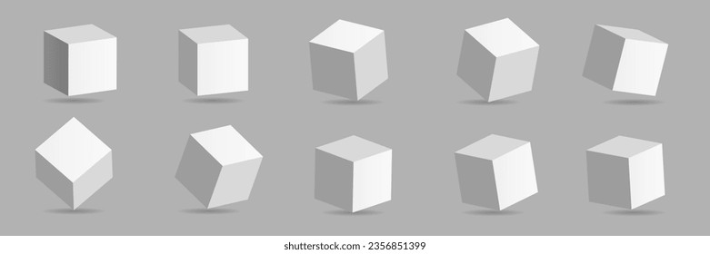 set of 3d cube different perspective. vector illustration