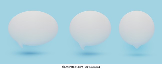 Set of 3D cute white speech bubble icons, isolated on pink pastel background. vector mesh 3D Chat icon set