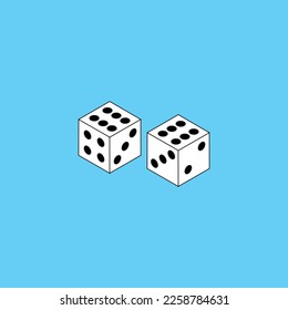 Set 3d dice icon. white dice. Casino and betting background. Vector illustration. isolated on blue background