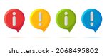 Set of 3d digital icons with info and warning notification sign in different colors