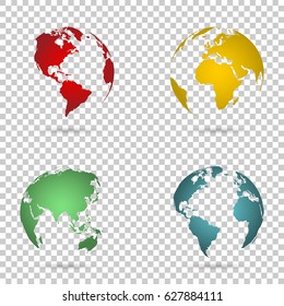 Set 3d earth globe on isolated background