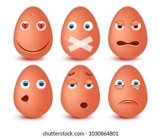 Set of 3d Easter eggs emoticons. Smileys emoticons.Vector image