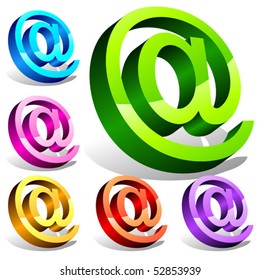 Set of 3d email symbols. Vector