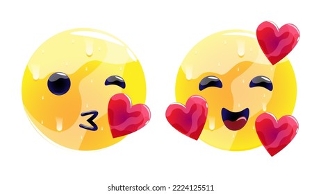 Set of 3d emoji smiles isolated on background in vector format. 