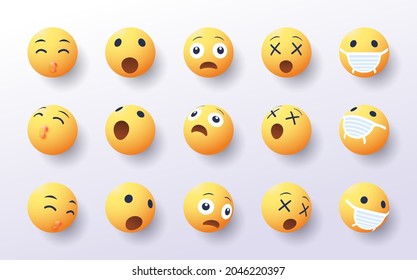 set of 3d emoji in various points of view design