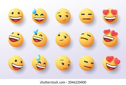 set of 3d emoji in various points of view design