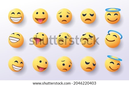 set of 3d emoji in various points of view design