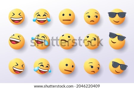 set of 3d emoji in various points of view design