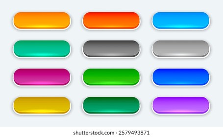 set of 3d empty rectangular web button sign design vector