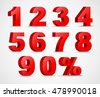 3d numbers red