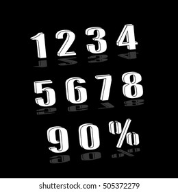 Set 3D of figures and sign of percent, icons vector EPS 10, abstract badges numbers from 1 to 0 flat design,  illustration modern isolated  for website or app - stock info graphics