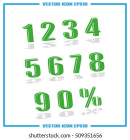 Set 3D of figures and sign of percent, icons vector EPS 10, abstract badges numbers from 1 to 0 flat design,  illustration modern isolated  for website or app - stock info graphics