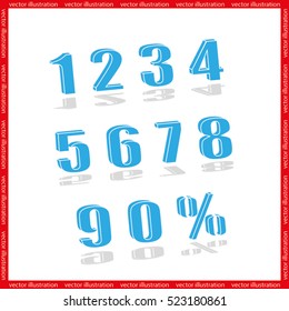 Set 3D of figures and sign of percent, icons vector EPS 10, abstract badges numbers from 1 to 0 flat design,  illustration modern isolated  for website or app - stock info graphics