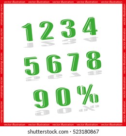 Set 3D of figures and sign of percent, icons vector EPS 10, abstract badges numbers from 1 to 0 flat design,  illustration modern isolated  for website or app - stock info graphics