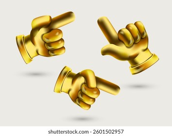 set of 3d floating pointing finger in realistic vector icon design