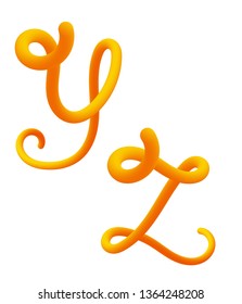 Set of 3D Fluid Curved Line Letter