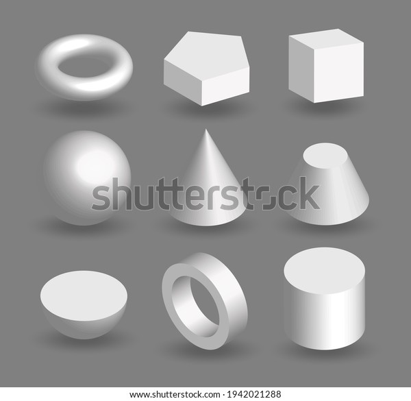 Set 3d Geometric Shapes Cube Cylinder Stock Vector (Royalty Free ...