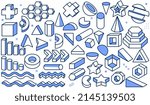 Set of 3D geometric shapes outline icon element vector illustration clipart