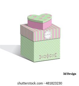 Set of 3d gift boxes in retro stile. Vector.